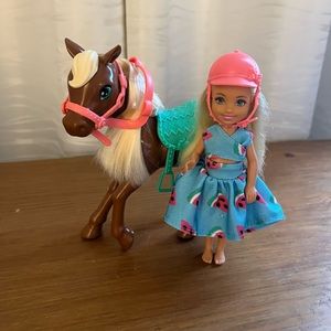 Adorable Chelsea Barbie Doll and Pony
